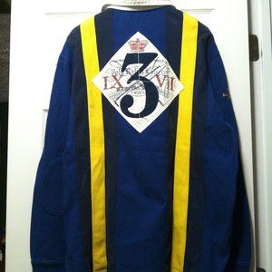 POLO RALPH LAUREN MENS BLUE COTTON LONG SLEEVE EQUESTRIAN POLO SHIRT SIZE: XL